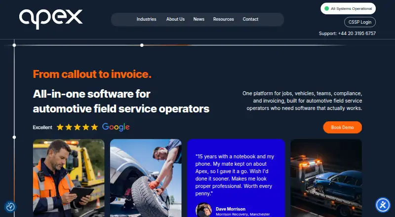 Apex Networks RMS's website