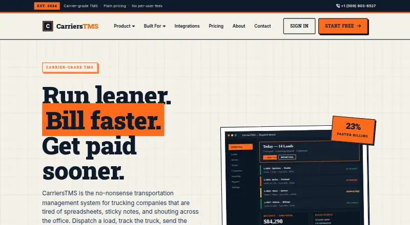 CarriersTMS's website