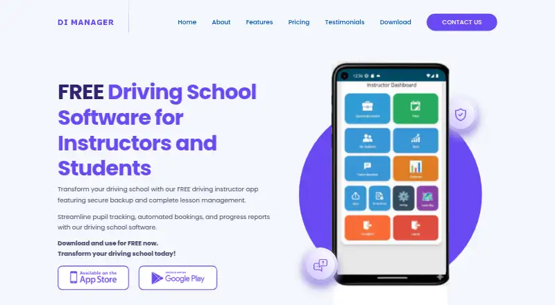 Driving Instructor Manager's website