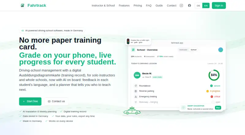 Fahrtrack's website