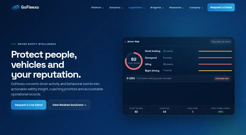 GoFleexo Driver Safety's website