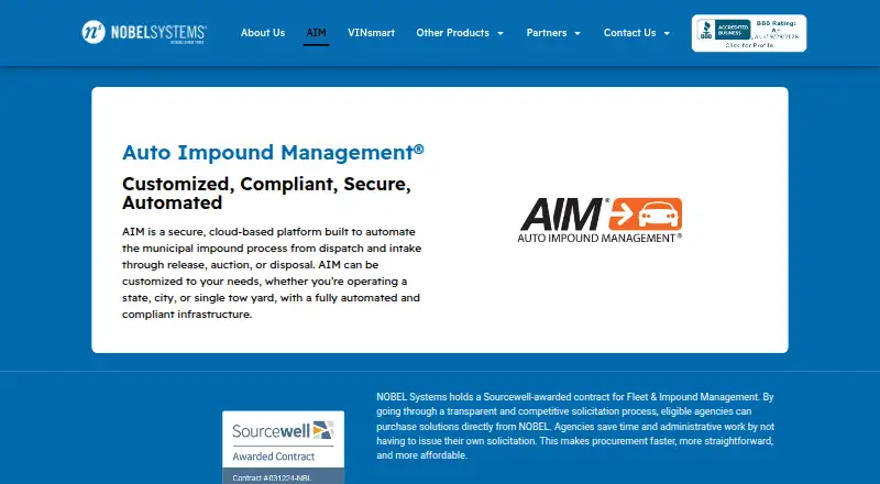 AIM (Auto Impound Management)'s website