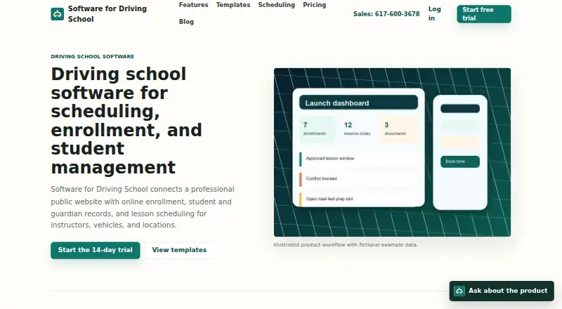 Software for Driving School's website