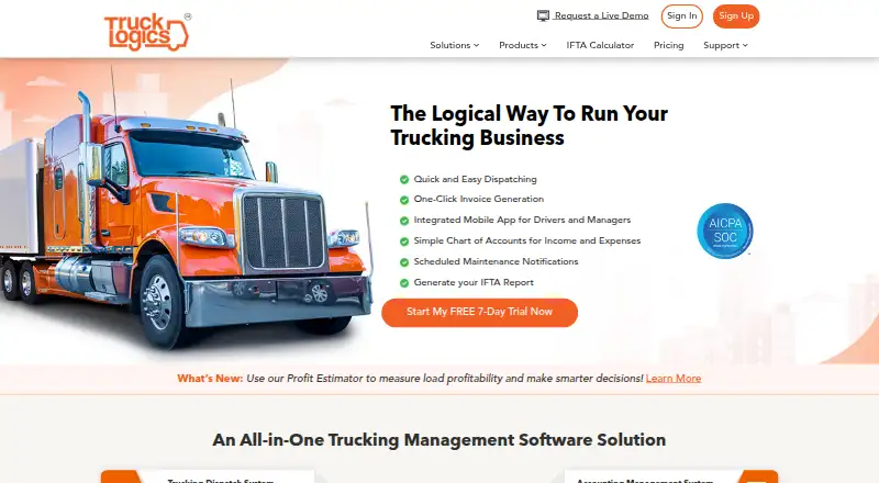 TruckLogics's website