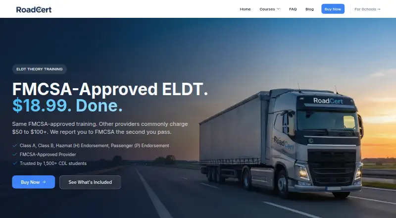 RoadCert's website