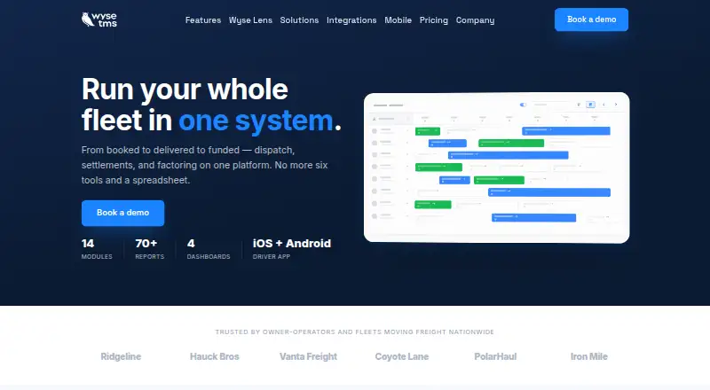 WyseTMS's website