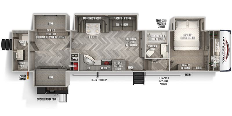 Fifth Wheel Floor Plans With 2 Bedrooms, 4 Bed Bunkhouse 5th Wheel